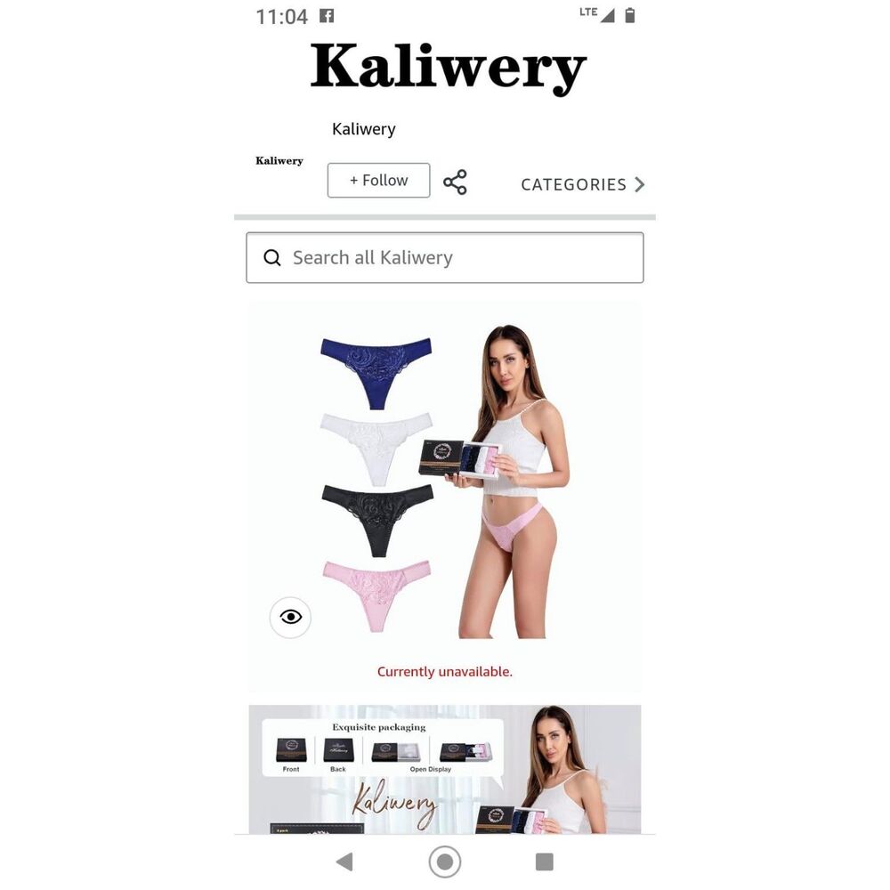 Kaliwery Women’s Sexy G String Thong Panties (4 pack) Sz Small